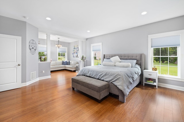 14 Finn Ln, Plainfield, CT 06374 - bedroom with wood finished floors, recessed lighting, and a chandelier