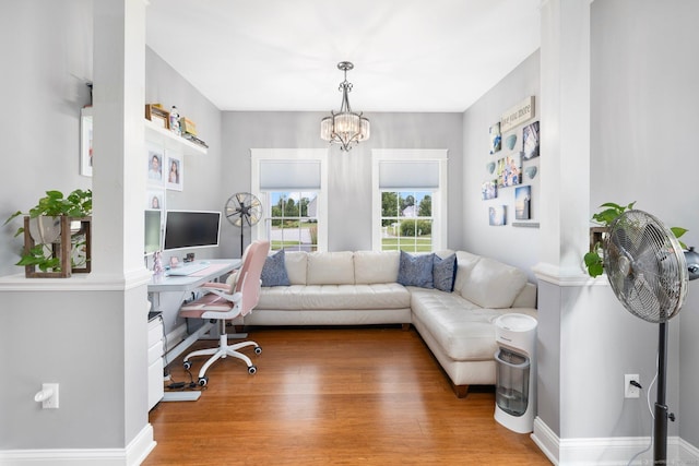 14 Finn Ln, Plainfield, CT 06374 - office space with wood finished floors and a chandelier