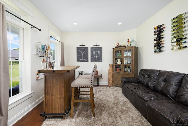 14 Finn Ln, Plainfield, CT 06374 - living area featuring wood finished floors, a bar, and recessed lighting