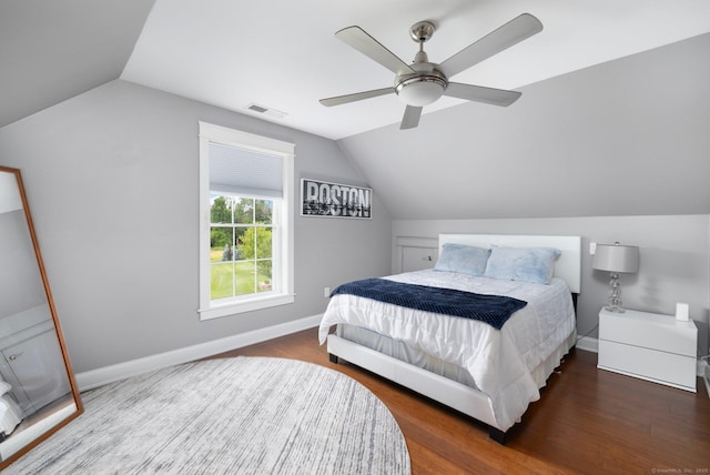 14 Finn Ln, Plainfield, CT 06374 - bedroom with vaulted ceiling, wood finished floors, and a ceiling fan