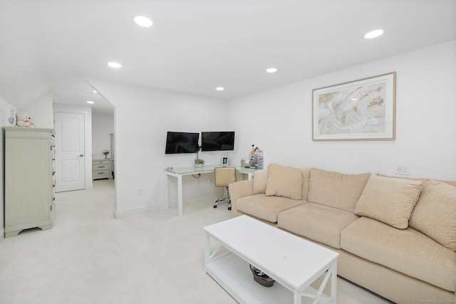 14 Finn Ln, Plainfield, CT 06374 - living room with recessed lighting, a desk, and light colored carpet