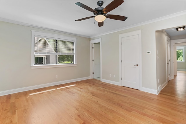 194 Bayfield Ln Unit A, Stratford, CT 06614 - unfurnished bedroom featuring ornamental molding, light wood-style flooring, and ceiling fan