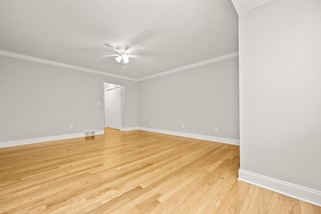 194 Bayfield Ln Unit A, Stratford, CT 06614 - spare room featuring a ceiling fan, light wood finished floors, and ornamental molding