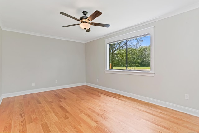 194 Bayfield Ln Unit A, Stratford, CT 06614 - unfurnished room with ornamental molding, light wood-type flooring, and a ceiling fan