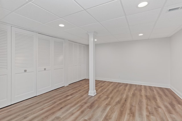 194 Bayfield Ln Unit A, Stratford, CT 06614 - finished below grade area featuring a paneled ceiling, light wood finished floors, and recessed lighting
