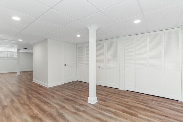 194 Bayfield Ln Unit A, Stratford, CT 06614 - finished below grade area with light wood-style floors, a drop ceiling, and recessed lighting