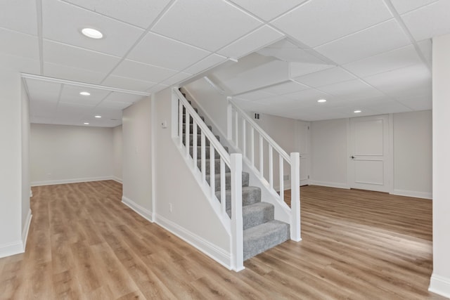194 Bayfield Ln Unit A, Stratford, CT 06614 - finished basement featuring a drop ceiling, light wood-style floors, stairs, and recessed lighting