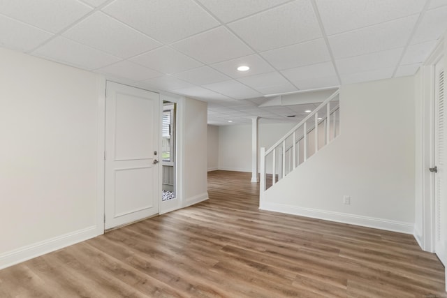 194 Bayfield Ln Unit A, Stratford, CT 06614 - foyer entrance featuring a paneled ceiling, wood finished floors, stairway, and recessed lighting