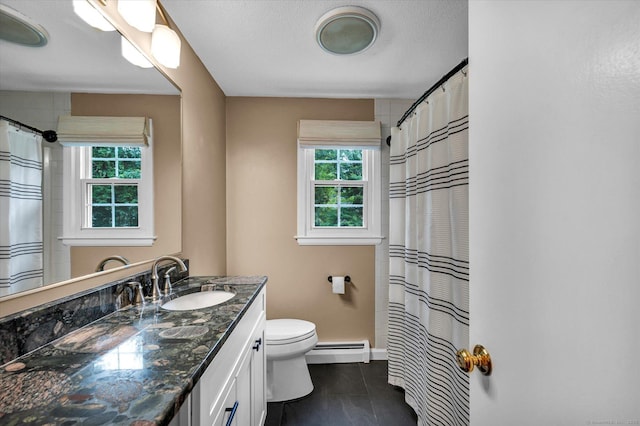 7 Lorraine Rd, Manchester, CT 06040 - full bathroom with a baseboard radiator, vanity, and a shower with shower curtain