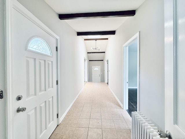 10 Meadowpark Ave W, Stamford, CT 06905 - hall featuring light tile patterned floors and beam ceiling