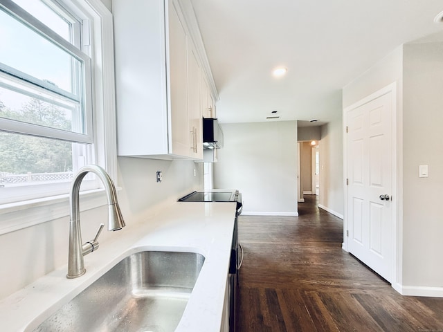 10 Meadowpark Ave W, Stamford, CT 06905 - kitchen with white cabinetry, light countertops, dark wood finished floors, and recessed lighting