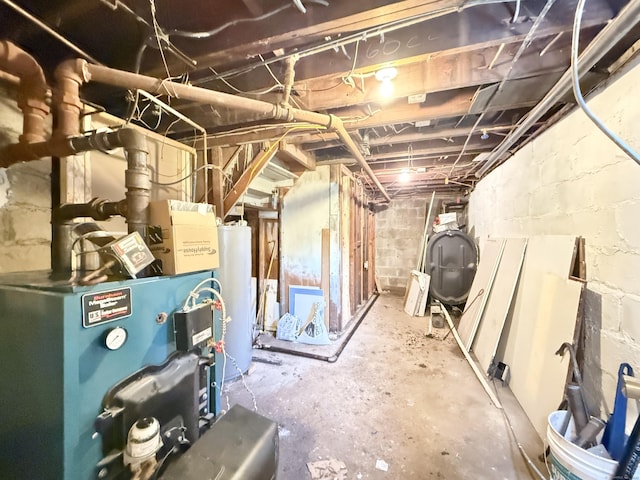 10 Meadowpark Ave W, Stamford, CT 06905 - unfinished basement with oil tank and gas water heater