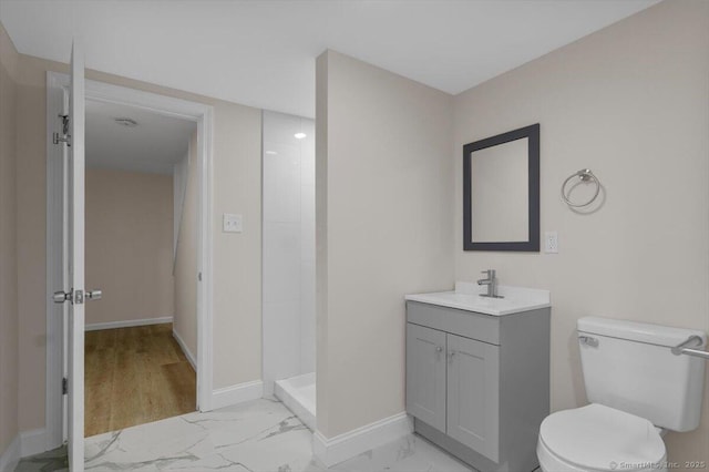 219 Browning Rd, Norwich, CT 06360 - bathroom featuring marble finish floors, vanity, and walk in shower