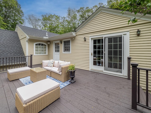 322 Mountain Rd, Wilton, CT 06897 - wooden deck featuring outdoor lounge area