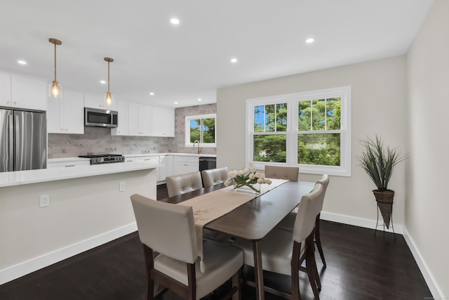 39 Cambridge Dr, Greenwich, CT 06831 - dining room with recessed lighting and dark wood finished floors
