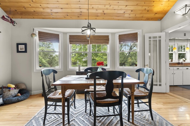 123 George St, Middletown, CT 06457 - dining area featuring plenty of natural light, light wood-type flooring, wood ceiling, and lofted ceiling