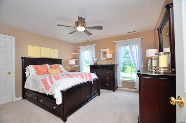 190 Shadow Pond, Suffield, CT 06078 - bedroom featuring light colored carpet and ceiling fan