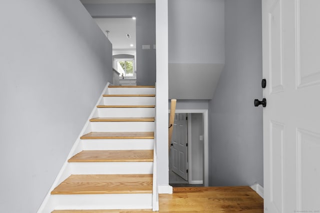 302 Fieldwood Rd, Waterbury, CT 06704 - staircase with wood finished floors