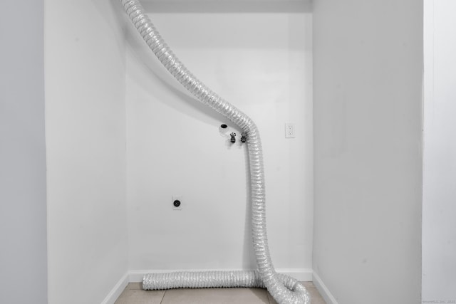 302 Fieldwood Rd, Waterbury, CT 06704 - washroom with hookup for an electric dryer and light tile patterned flooring