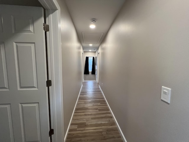 34 Division St, Norwich, CT 06360 - corridor with attic access and dark wood finished floors