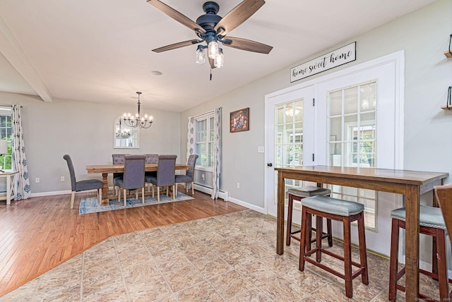 93 Cook Hill Rd, Killingly, CT 06239 - dining room with healthy amount of natural light, a chandelier, and wood finished floors