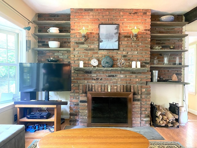 29 Grumman Ave, Wilton, CT 06897 - living room with a brick fireplace and wood finished floors