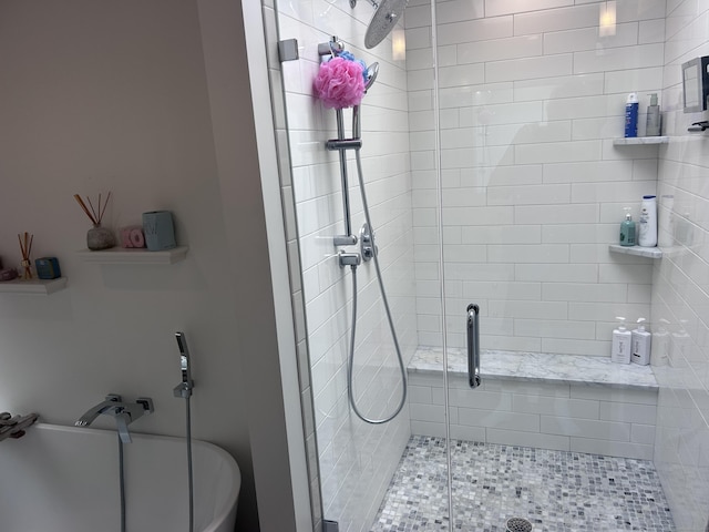 8 Sharon Ln, Old Saybrook, CT 06475 - full bathroom with a stall shower and a tub