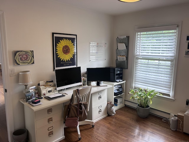 8 Sharon Ln, Old Saybrook, CT 06475 - office area with wood finished floors and a baseboard heating unit