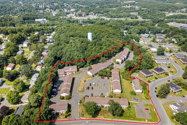 519 Scott Rd, Waterbury, CT 06705 - aerial view of residential area with property parcel outlined