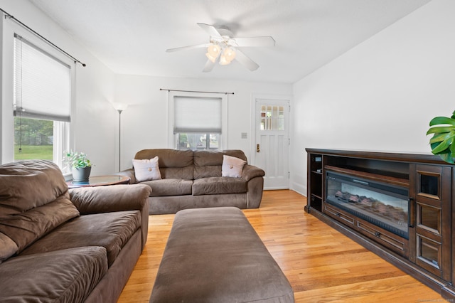 20 Harris St, Enfield, CT 06082 - living room featuring plenty of natural light, ceiling fan, and light wood-type flooring