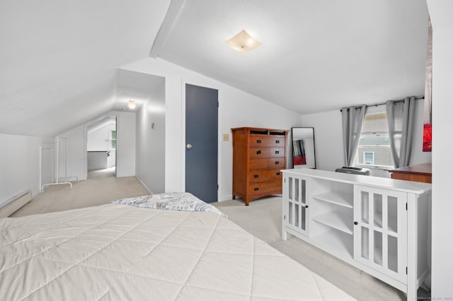 20 Harris St, Enfield, CT 06082 - bedroom with light carpet, vaulted ceiling, and baseboard heating