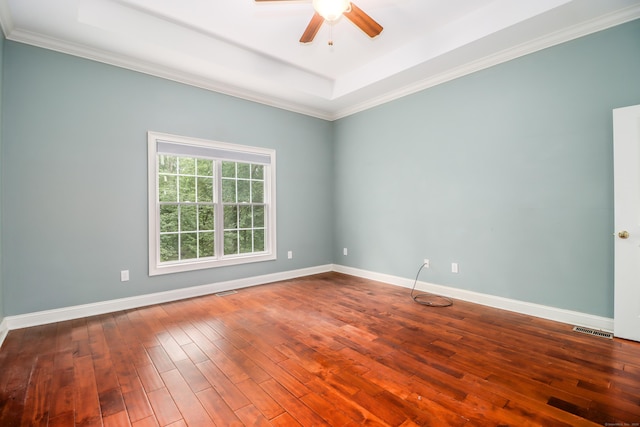 21 Great Heron Ln Unit 21, Brookfield, CT 06804 - unfurnished room featuring ceiling fan, dark wood-style flooring, a raised ceiling, and ornamental molding