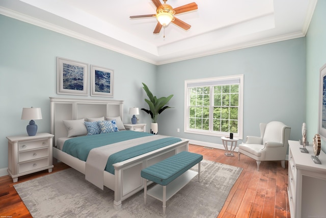21 Great Heron Ln Unit 21, Brookfield, CT 06804 - bedroom featuring a raised ceiling, light wood finished floors, crown molding, and a ceiling fan