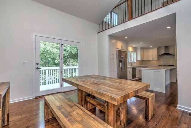 35 Millo Dr, Monroe, CT 06468 - dining area featuring dark wood finished floors and a high ceiling