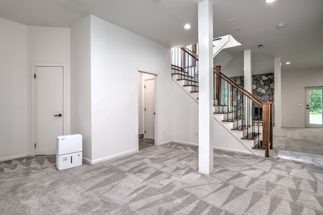 35 Millo Dr, Monroe, CT 06468 - basement featuring carpet flooring, stairs, and recessed lighting