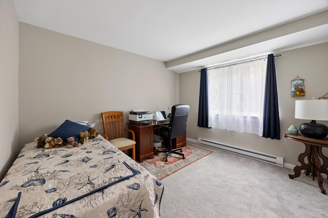 152 Lincoln St Unit 17, Waterbury, CT 06710 - carpeted bedroom with baseboard heating and a desk