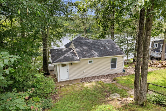 145 Lakeview Dr, Colchester, CT 06415 - back of house with roof with shingles and a yard