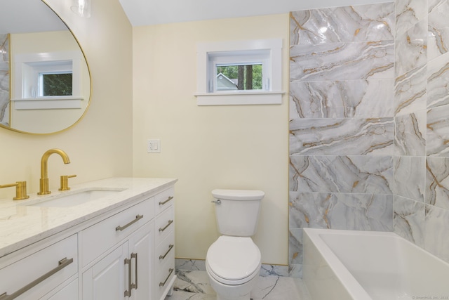 145 Lakeview Dr, Colchester, CT 06415 - full bath featuring vanity and marble look tile flooring