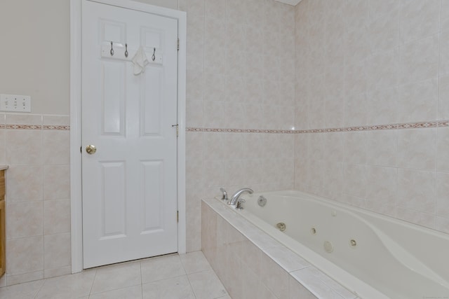 120 Scenic View Dr, Middletown, CT 06457 - full bath featuring tile walls, a jetted tub, and tile patterned flooring