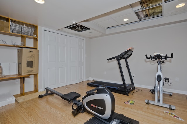 120 Scenic View Dr, Middletown, CT 06457 - workout room featuring wood finished floors and recessed lighting