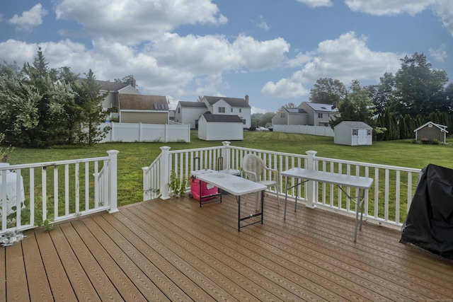 120 Scenic View Dr, Middletown, CT 06457 - wooden terrace with a storage unit, a grill, and a residential view