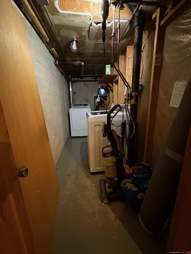 80 Beths Ave Apt 3, Bristol, CT 06010 - unfinished basement with washing machine and dryer and concrete block wall