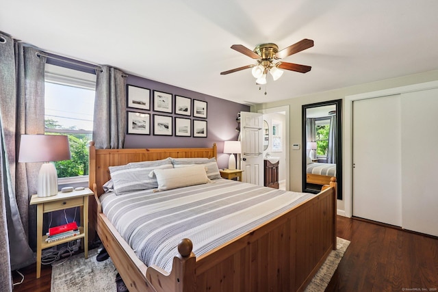 103 Glenwood Rd, Clinton, CT 06413 - bedroom with multiple windows, wood finished floors, and ceiling fan