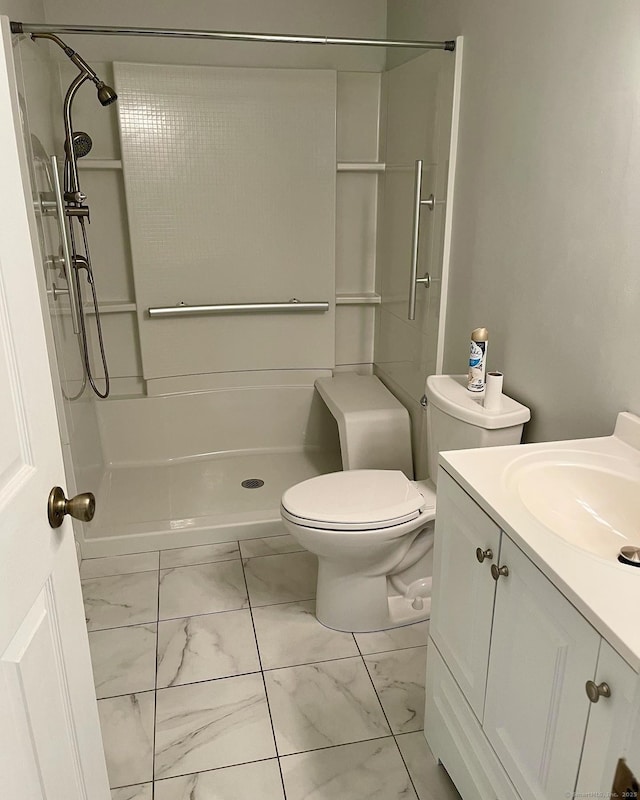 1 Rushford Meade Unit 1, Granby, CT 06035 - full bath featuring marble look tile flooring, a stall shower, and vanity