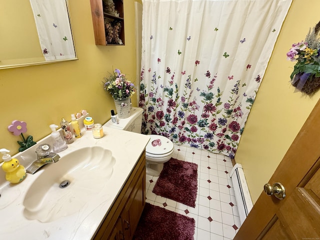 18 Booth Rd, Enfield, CT 06082 - bathroom featuring baseboard heating, vanity, and a shower with curtain