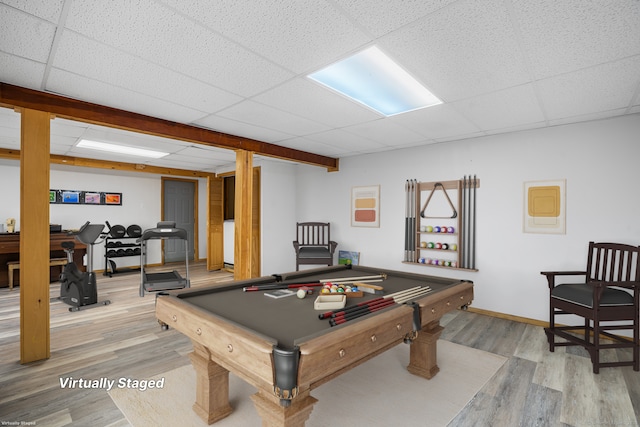 2 Autumn Way, Ledyard, CT 06339 - rec room featuring a drop ceiling, wood finished floors, and billiards