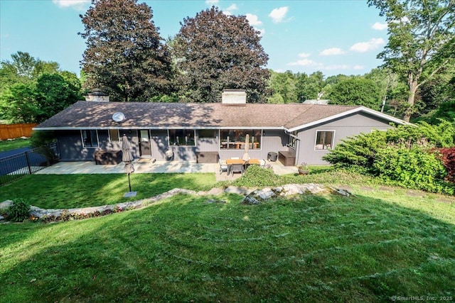 10 Fernbrook Dr, Brookfield, CT 06804 - rear view of property featuring a patio and a chimney