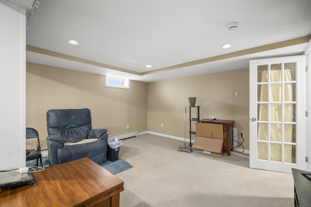 1 Oakridge Dr, Enfield, CT 06082 - sitting room featuring carpet flooring, baseboard heating, and recessed lighting