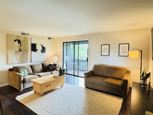110 Trolley Crossing Ln Unit 110, Middletown, CT 06457 - living room with dark wood-style floors and baseboards