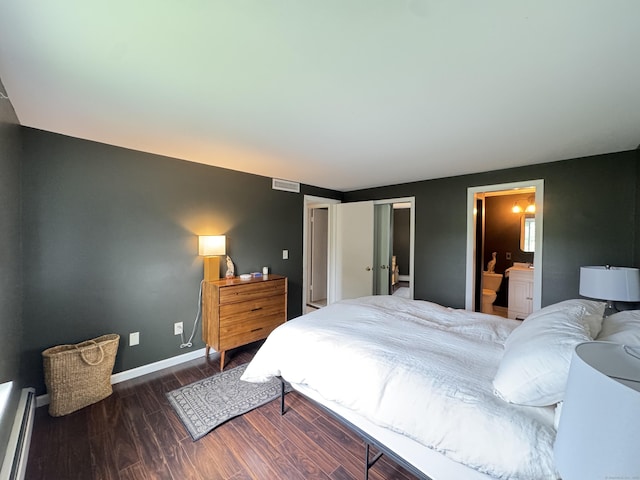 110 Trolley Crossing Ln Unit 110, Middletown, CT 06457 - bedroom with a baseboard heating unit, wood finished floors, and ensuite bathroom